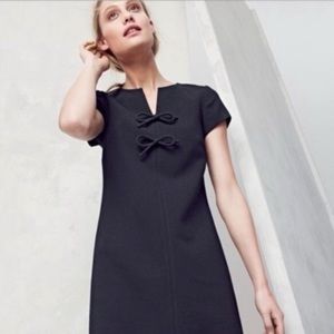 J. Crew Black Short-Sleeve Mini Dress with Decorative Bows